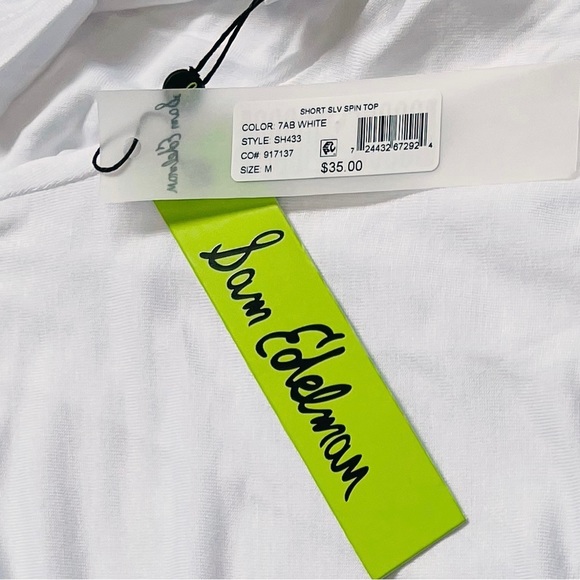 NWT Sam Edelman Barre & Beautiful White Short Sleeve Spin Open Back Tee Size M - Picture 8 of 9
